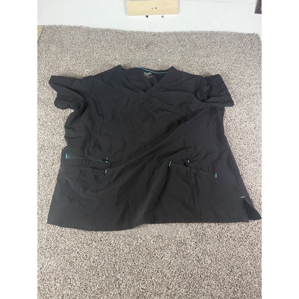 Scrubstar Performance Womens 2XL Black Mock Wrap V-Neck Scrub Top RN93633